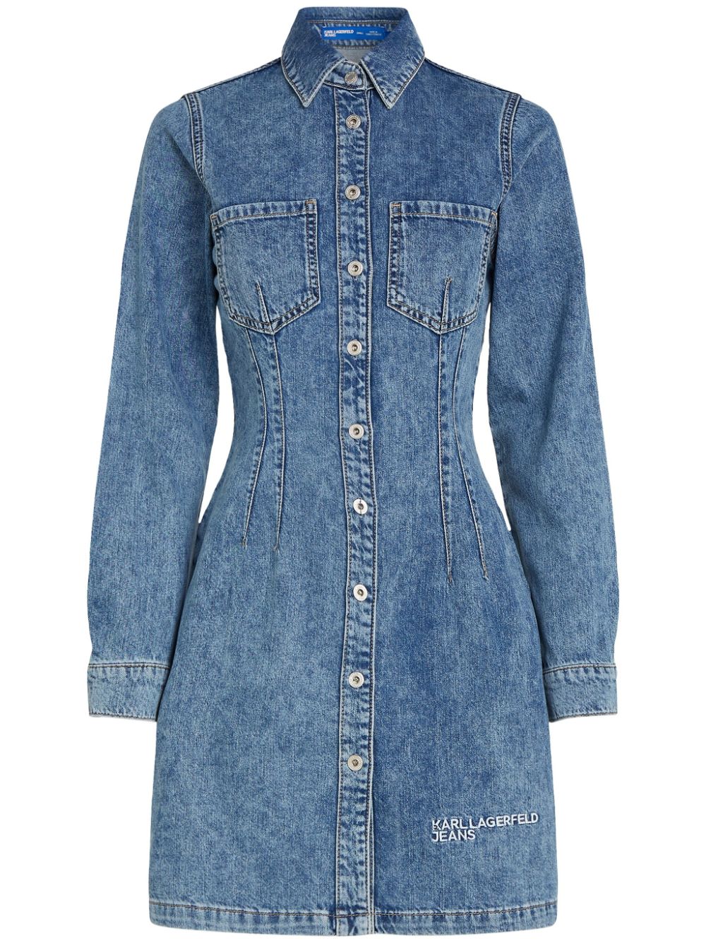 Long-sleeved denim dress - Blue
