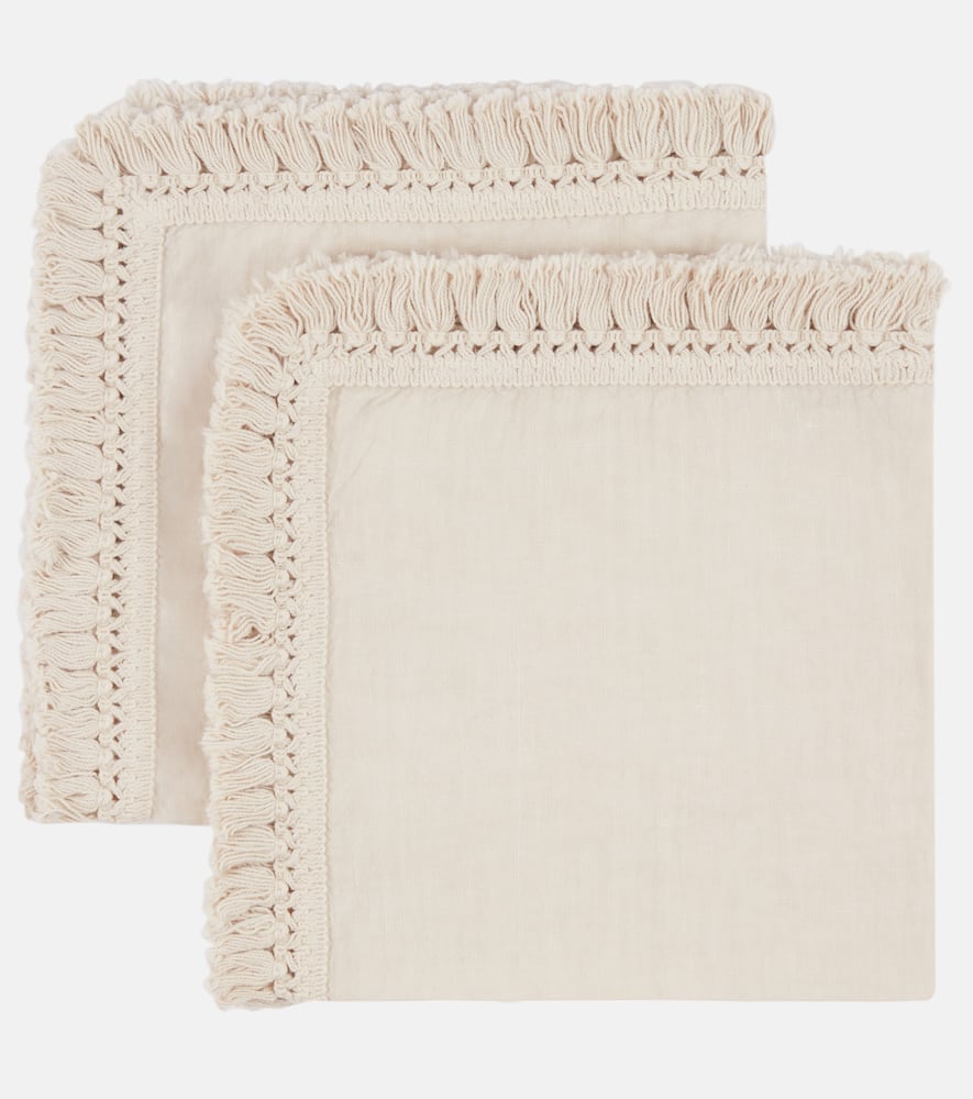 Set of two fringed napkins