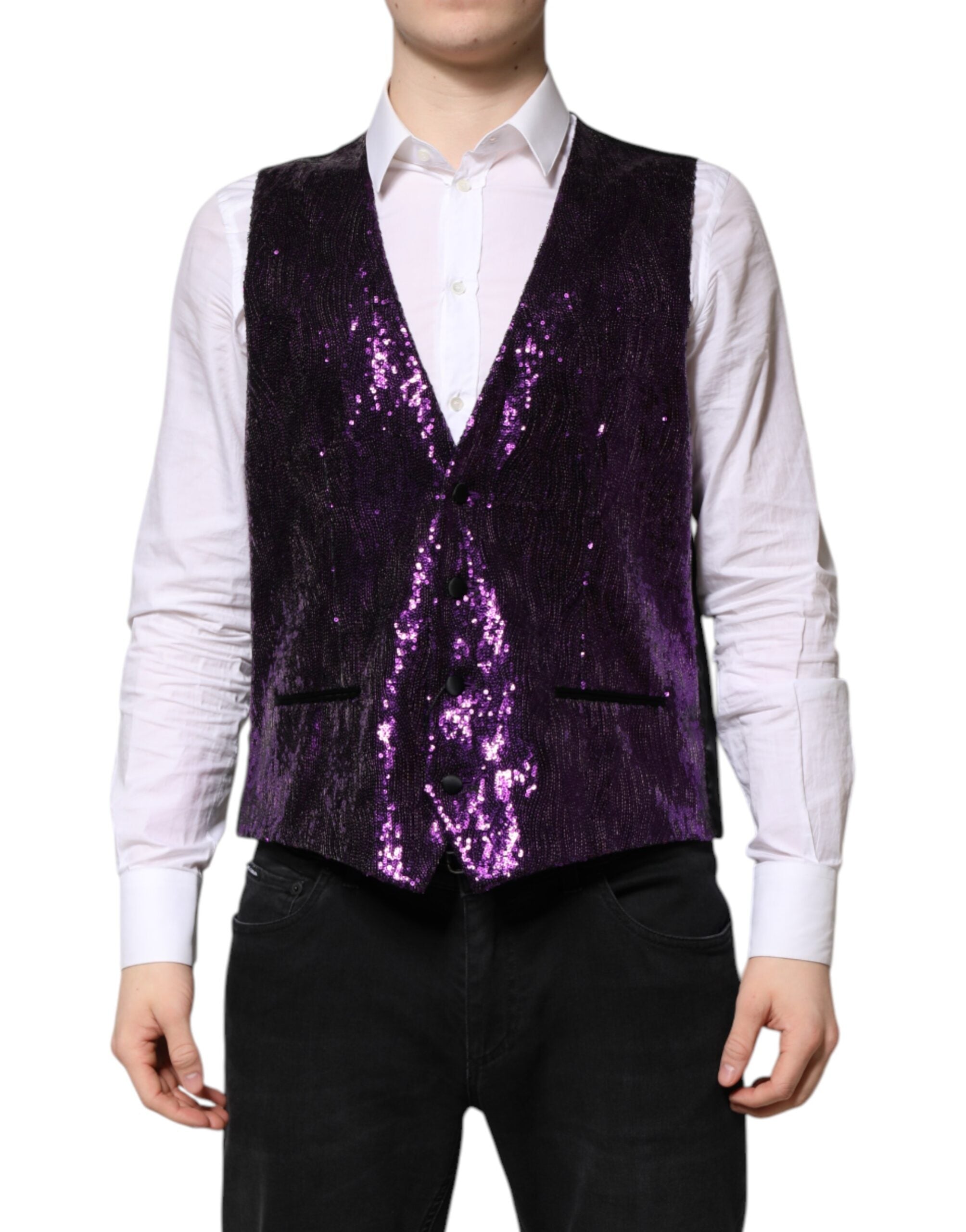 Sequin-Embellished Vest — Purple