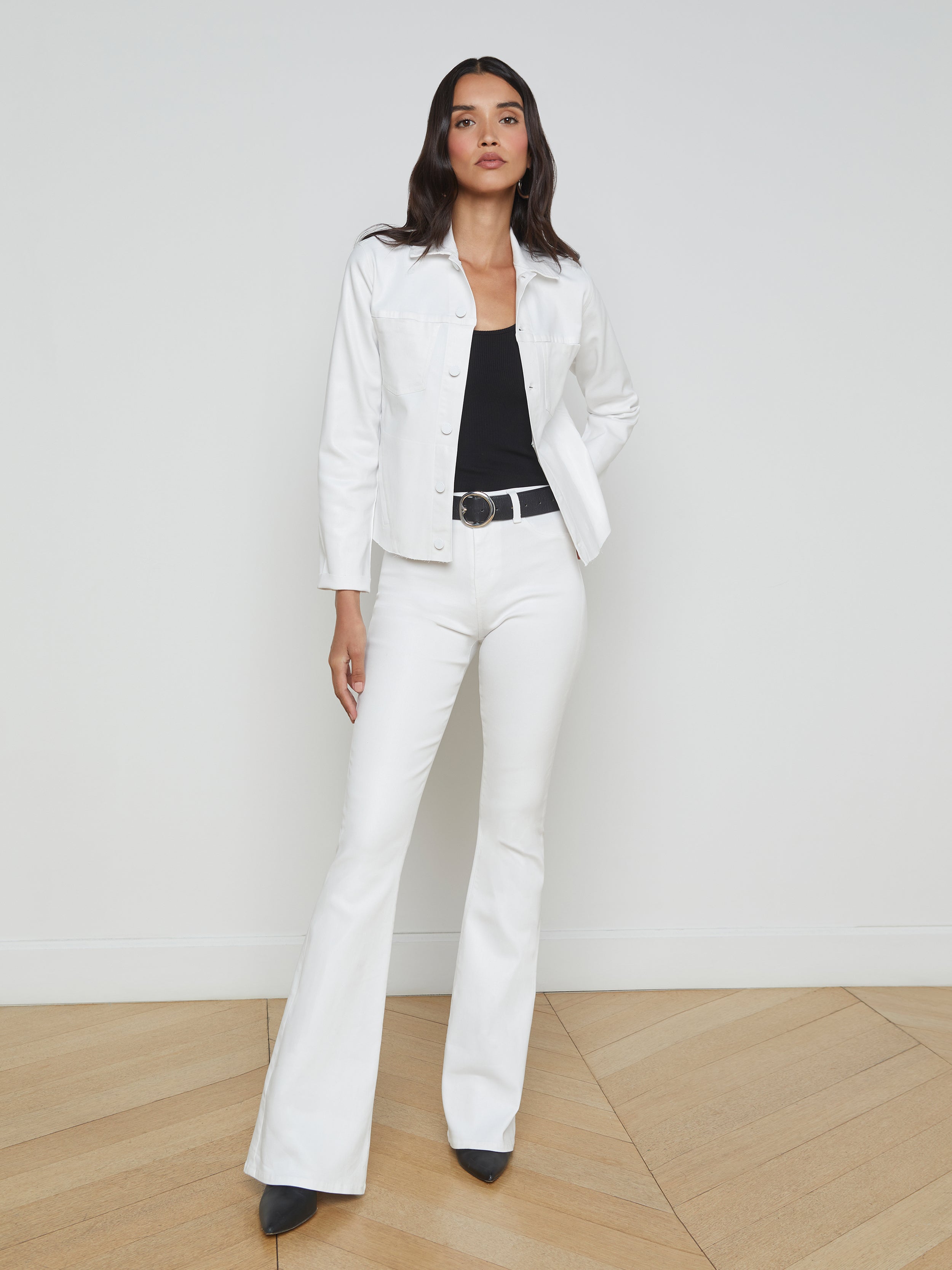 Janelle Coated Denim Jacket In Blanc Coated