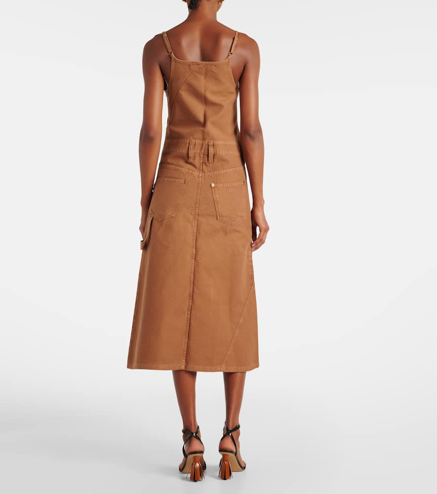 Logo asymmetric cotton midi dress