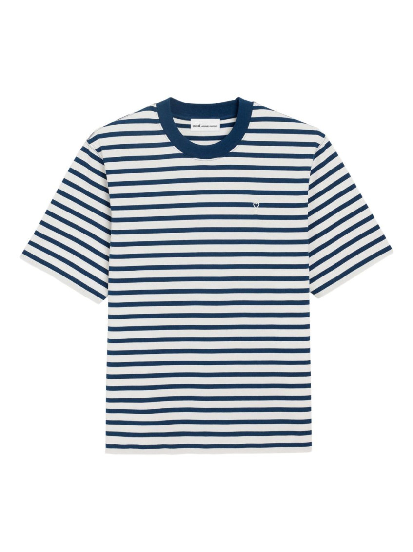 White Logo Striped T-Shirt
