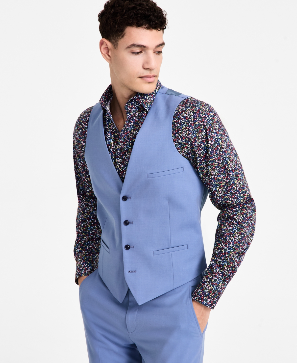 Men's Slim-Fit Suit Vest, Exclusively at Macy's - Light Blue