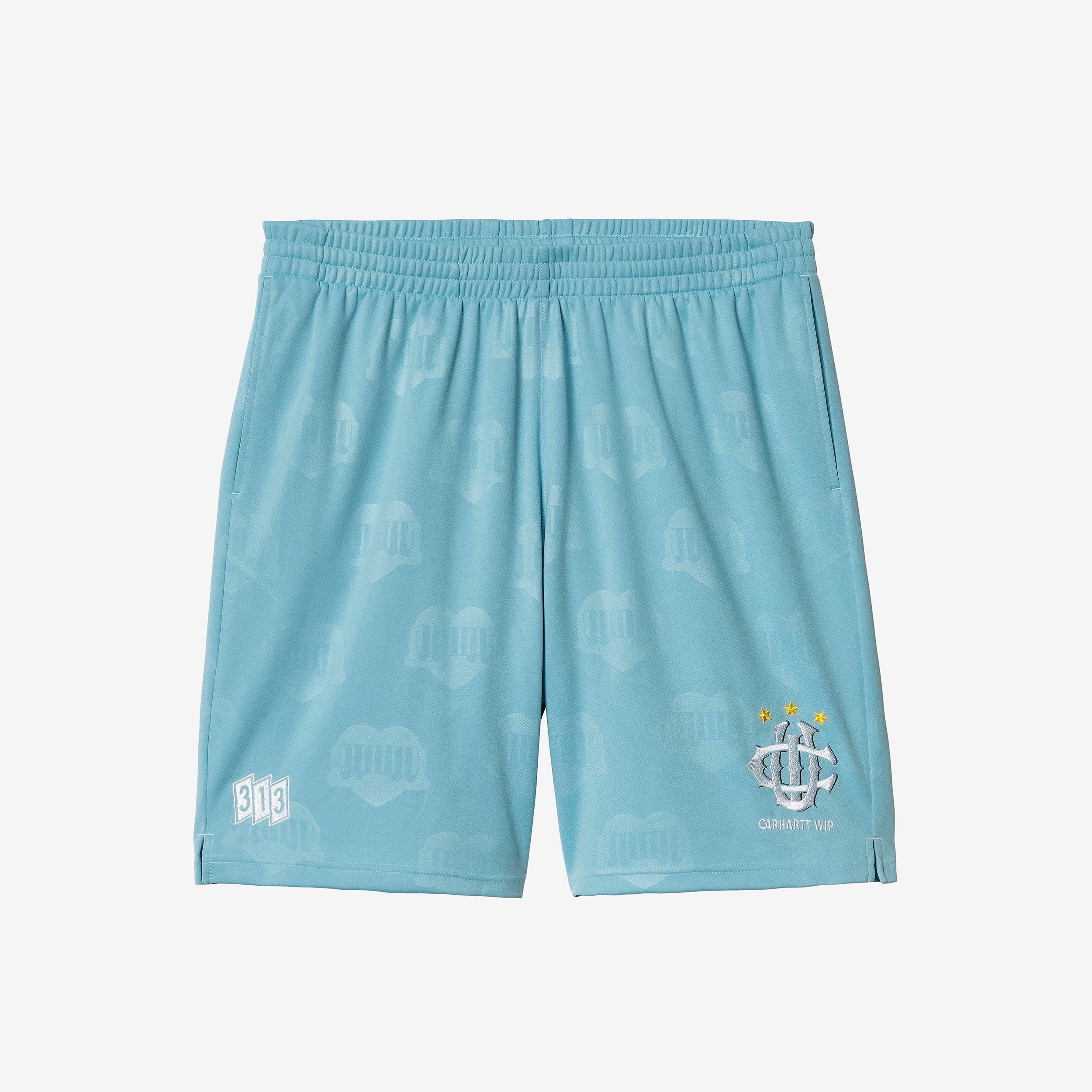Carhartt WIP Football Short - Heart Train Jacquard, Bluebird - unisex