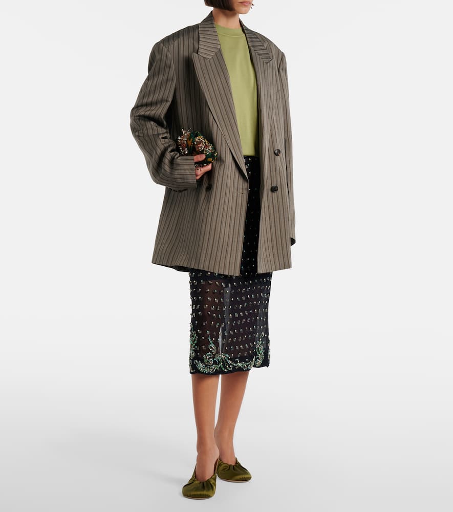 Striped double-breasted oversized blazer