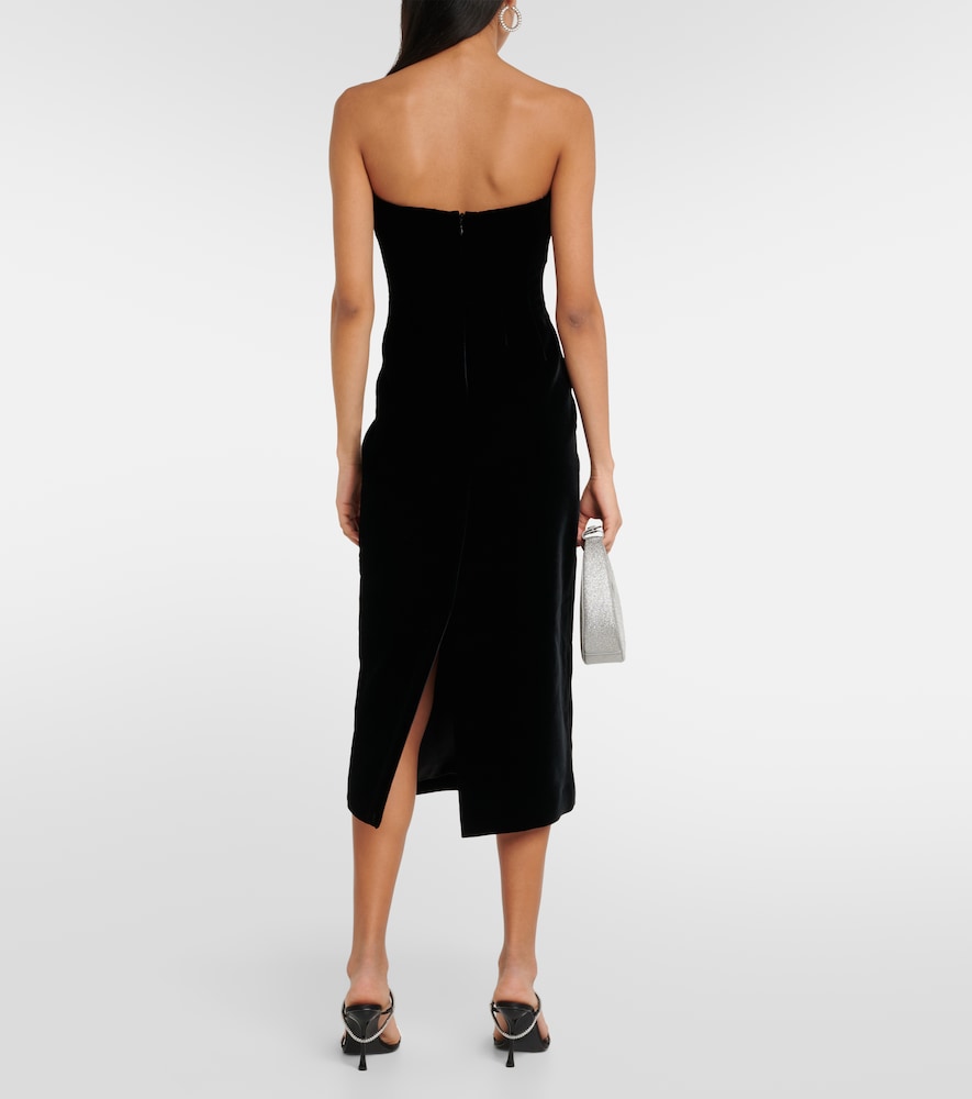 Strapless velvet midi dress
