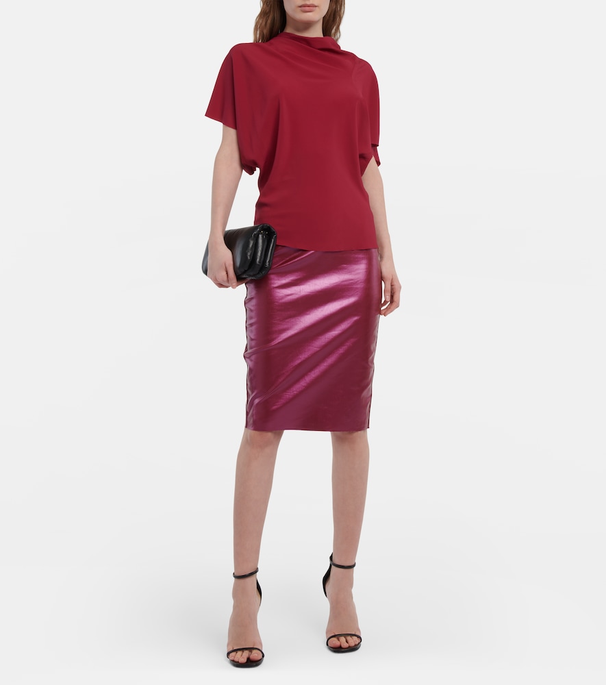Asymmetrical silk-blend top