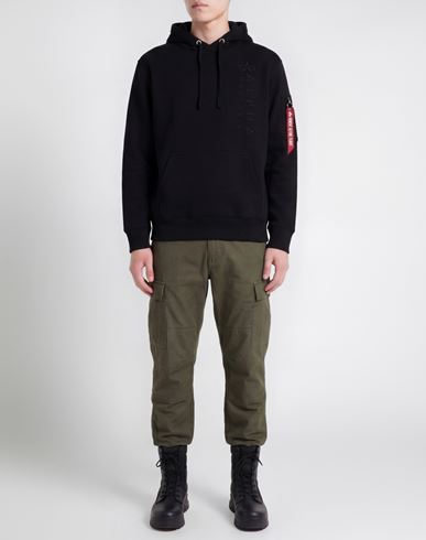 Man Sweatshirt Black Size M Cotton, Polyester