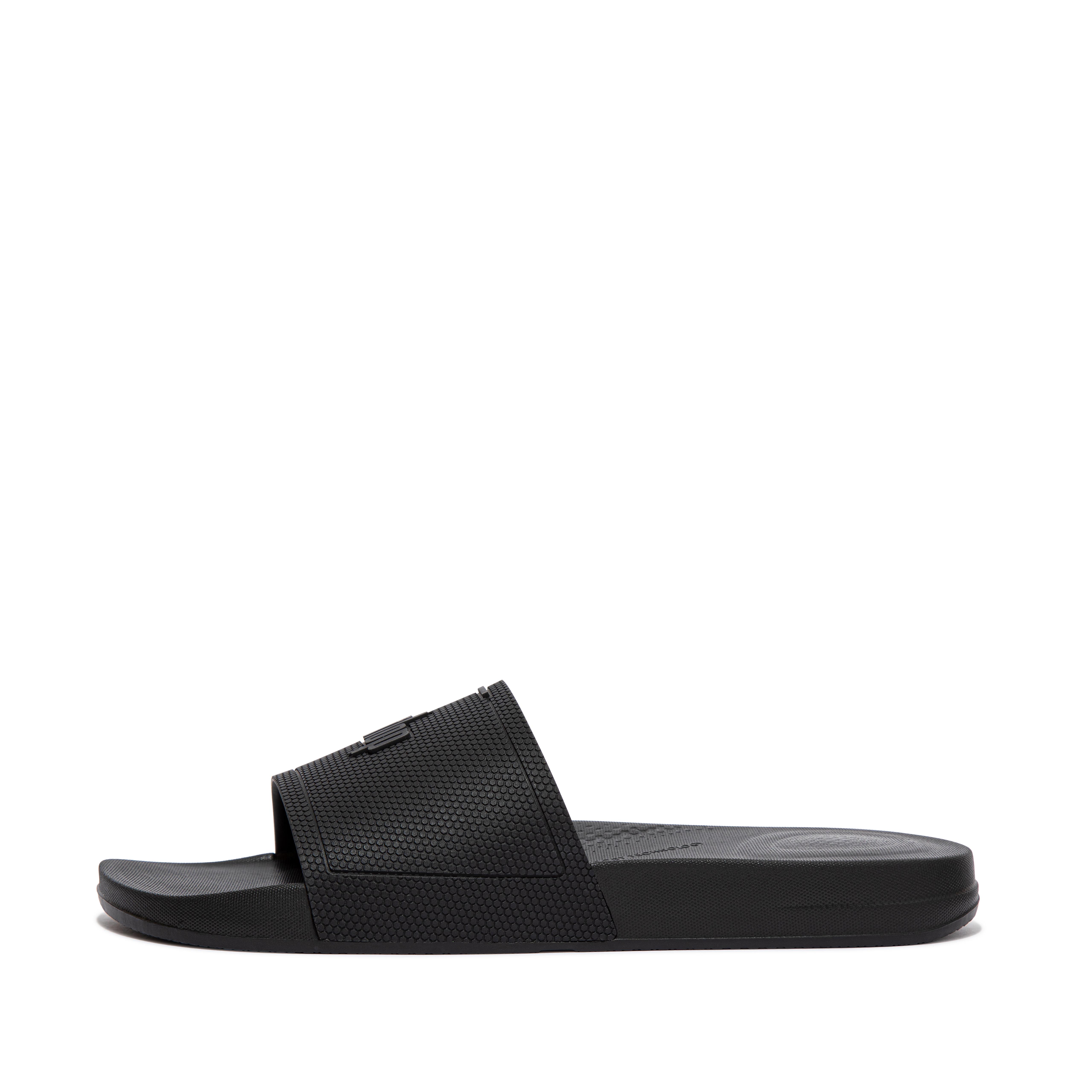 IQUSHION Pool Slides Rubber, Outlet, All Black, Size: US 8