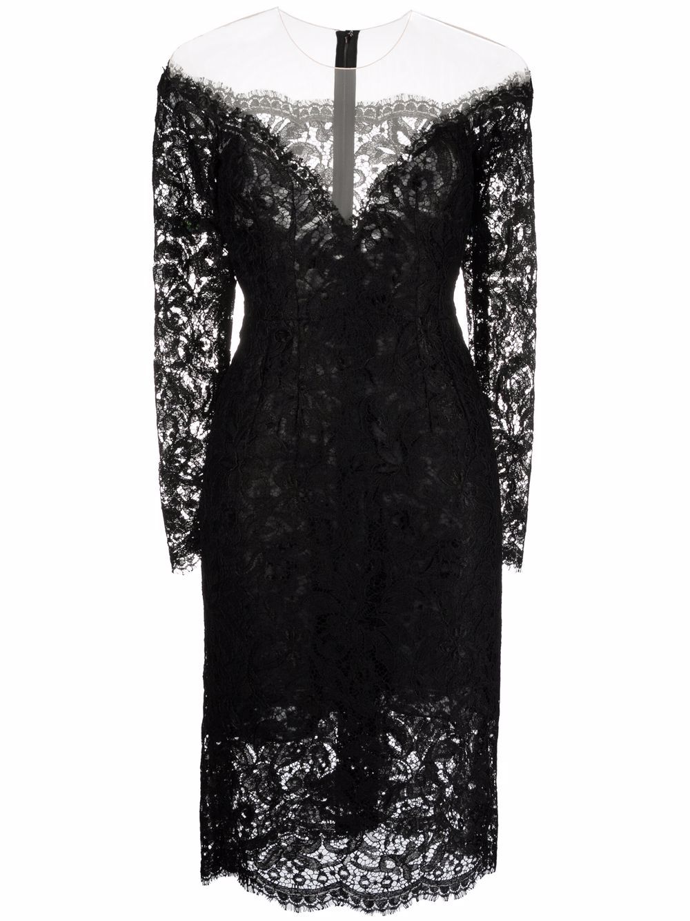 Lace-detail mini dress - Black