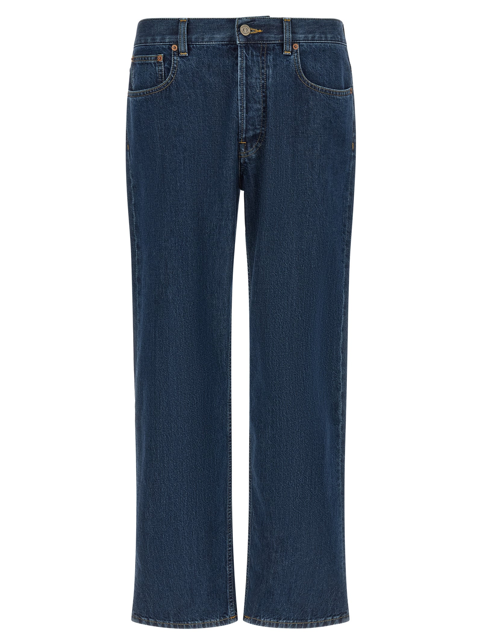 Cotton Straight-Leg Jeans — Blue