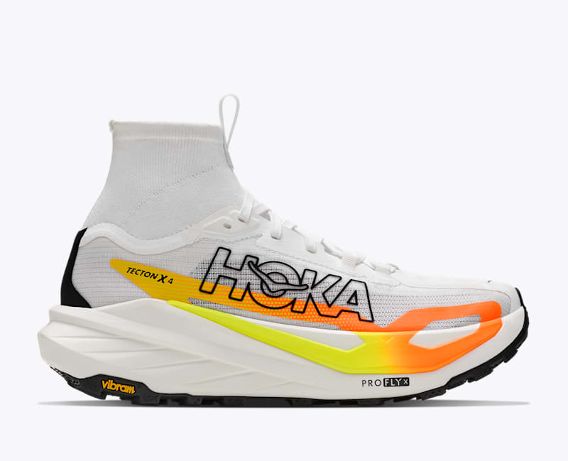 HOKA Men's Tecton X 4 Shoes in Frost/Neon Tangerine