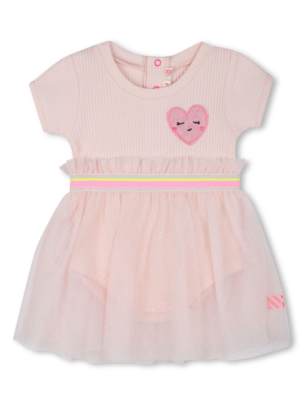 Heart-appliqué dress - Pink
