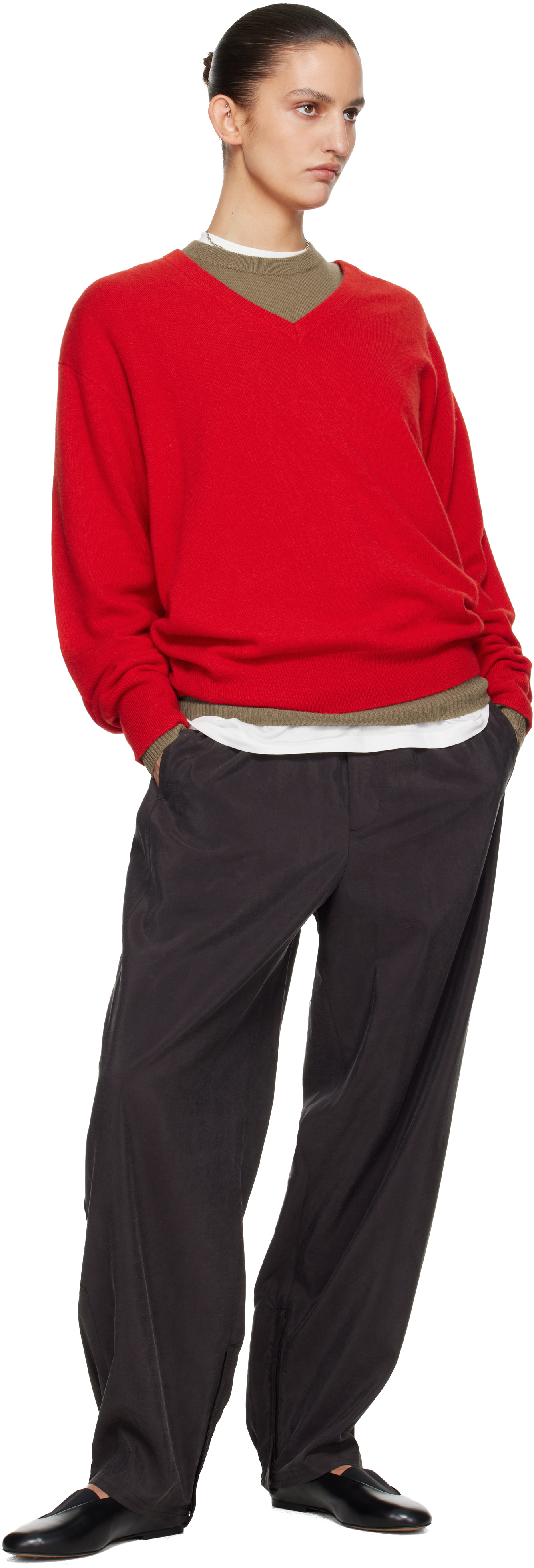 Brown Silk Nylon Track Trousers