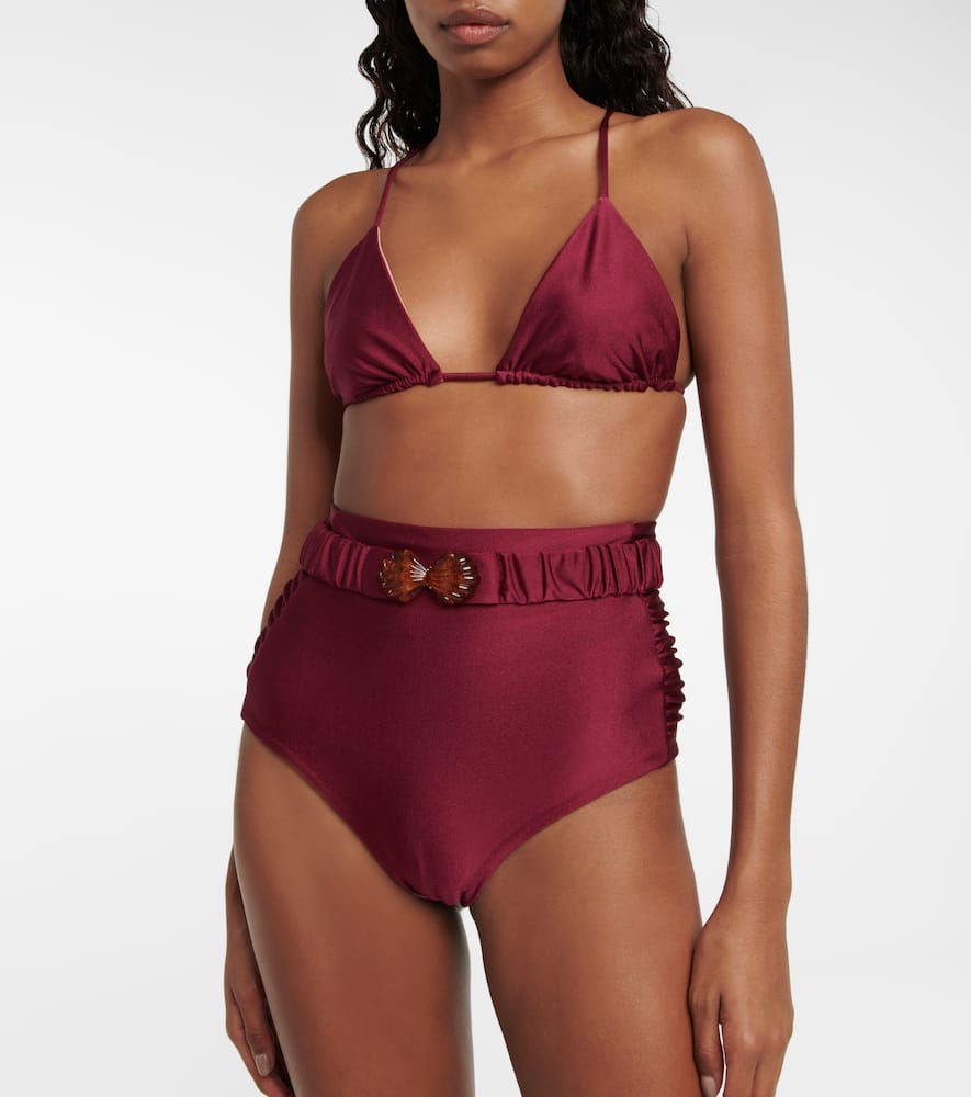 High-rise belted bikini bottoms