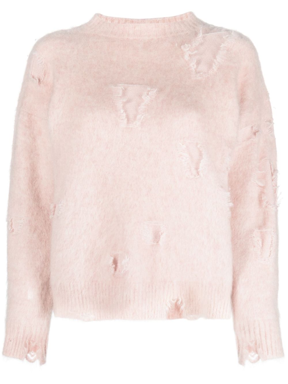 Distressed crew-neck jumper - Pink