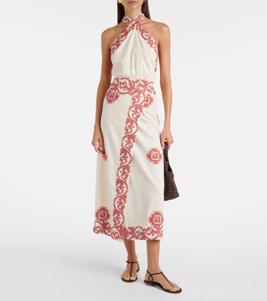 Printed cotton midi dress