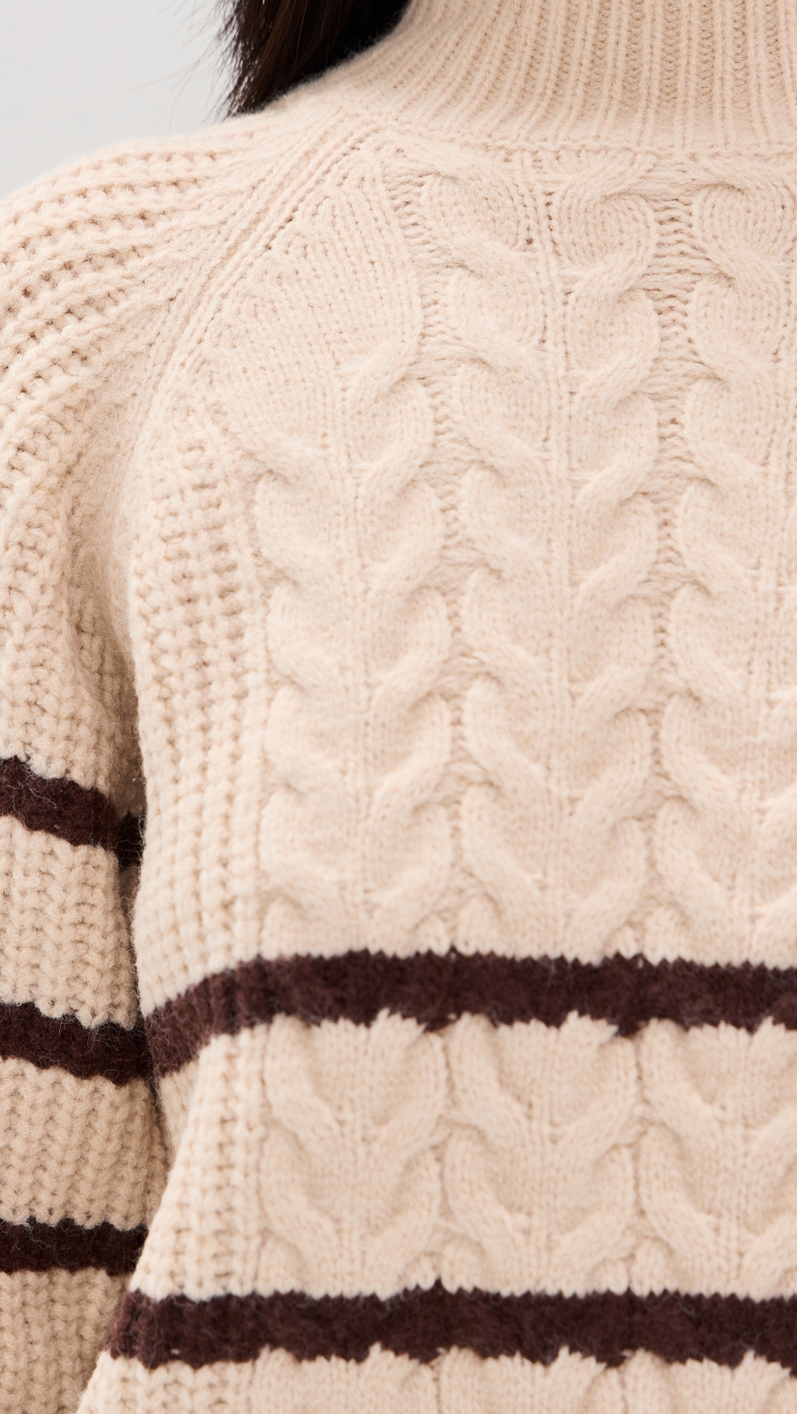 Striped Knit Pullover Sweater Oatmeal
