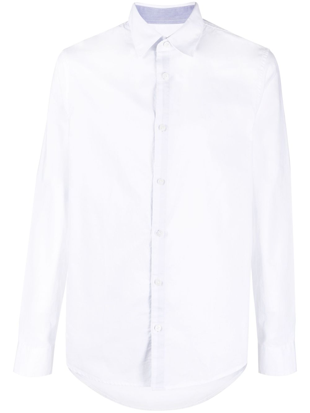 Logo-embroidered long-sleeve cotton shirt - Blue