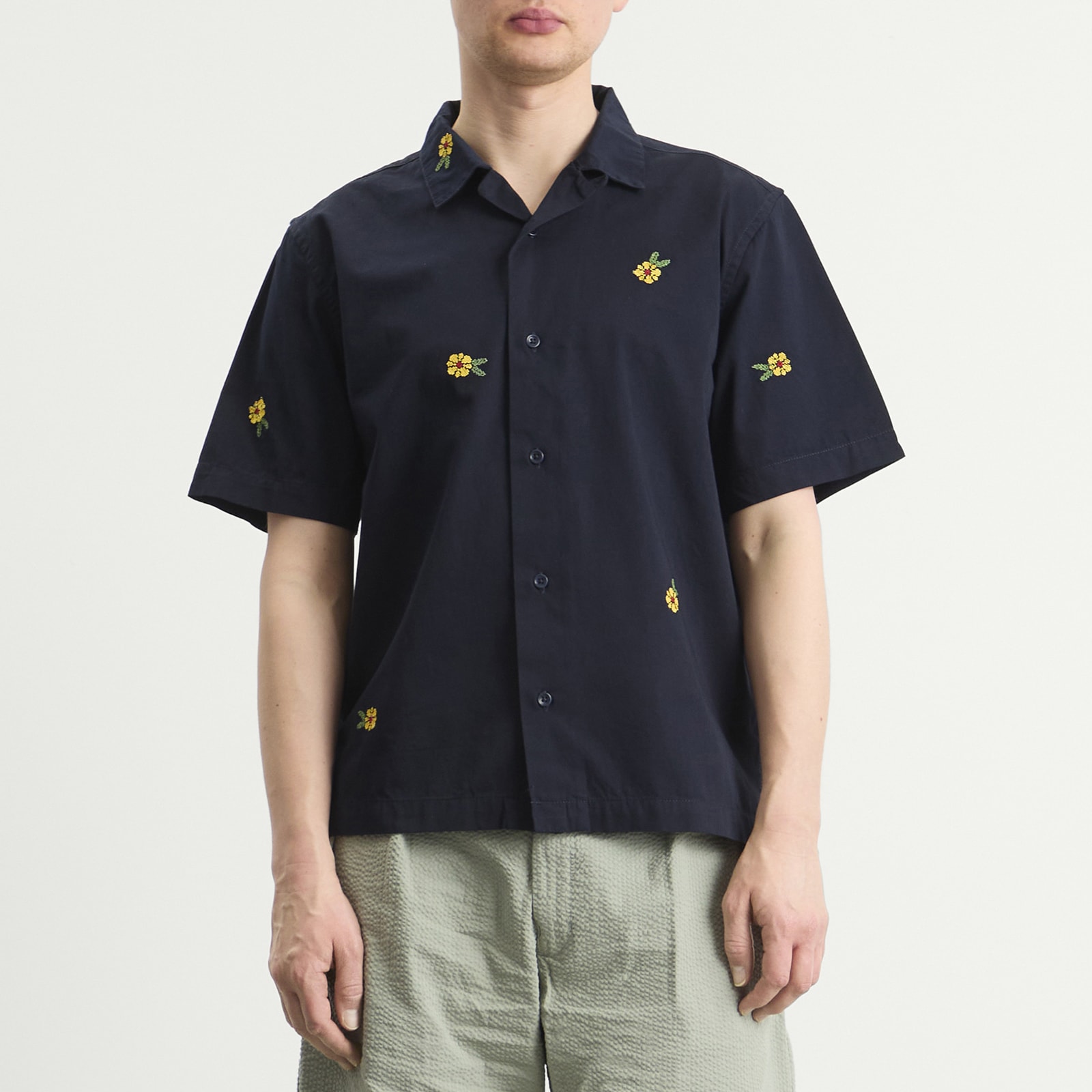 Men's Cross Stitch Shirt in Dark Navy