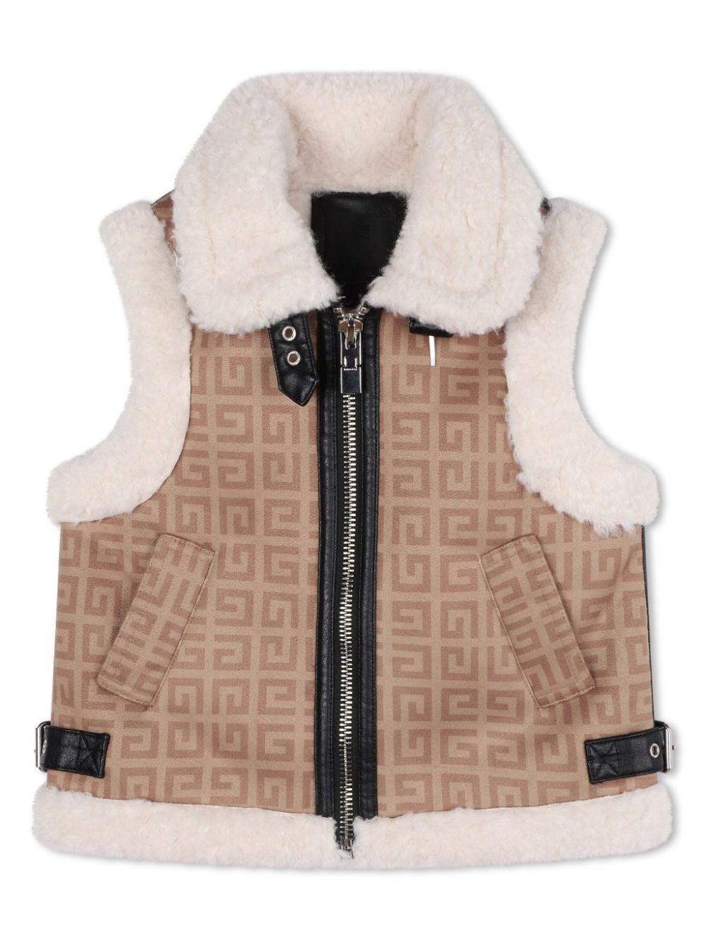 4G-print zipped vest - Neutrals