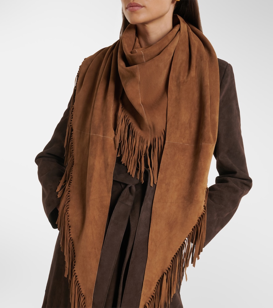 Fringed suede shawl