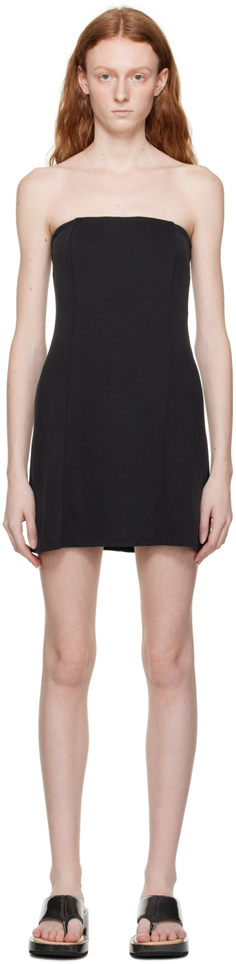 Black pom mini dress
