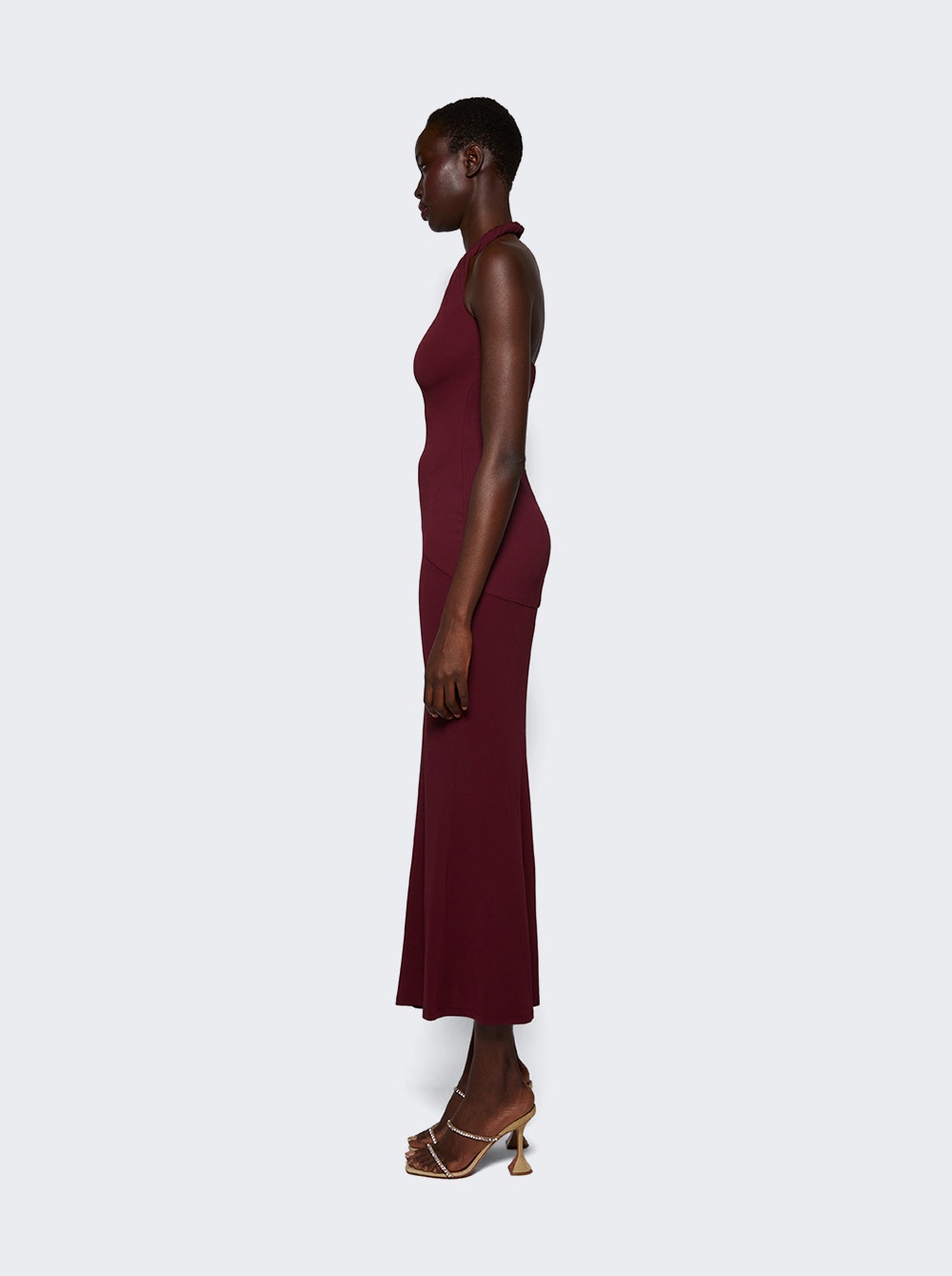 Eleanor twist-detail halterneck dress - Red