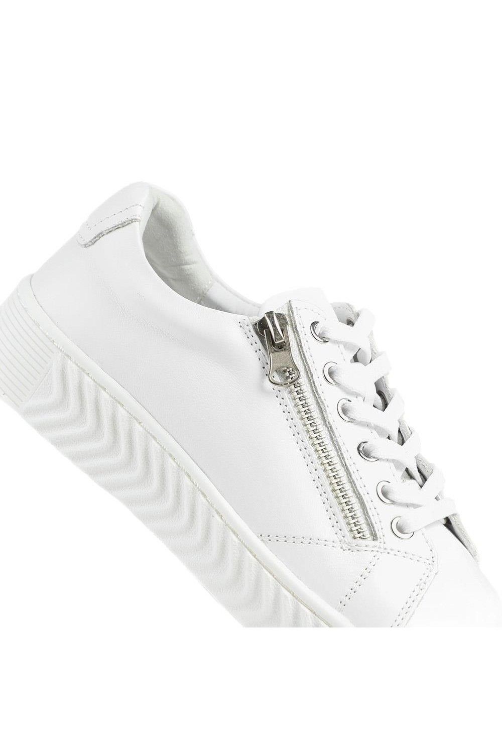Pavers Women's Wide Fit Leather Breathable Platform Trainers in White