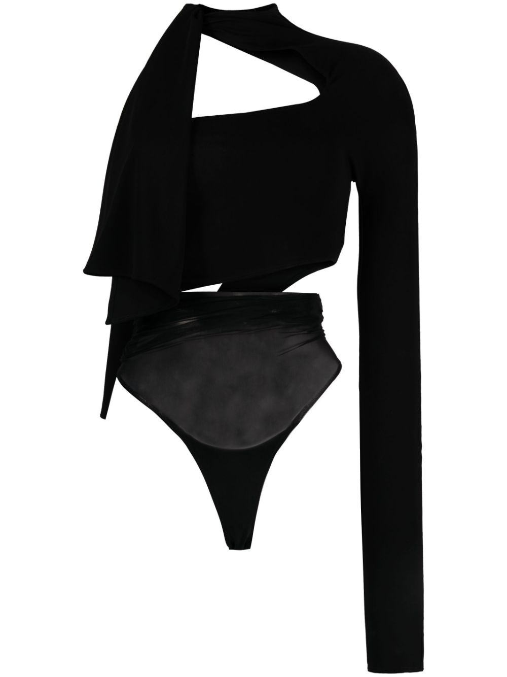 Cut-out one-shoulder bodysuit - Black