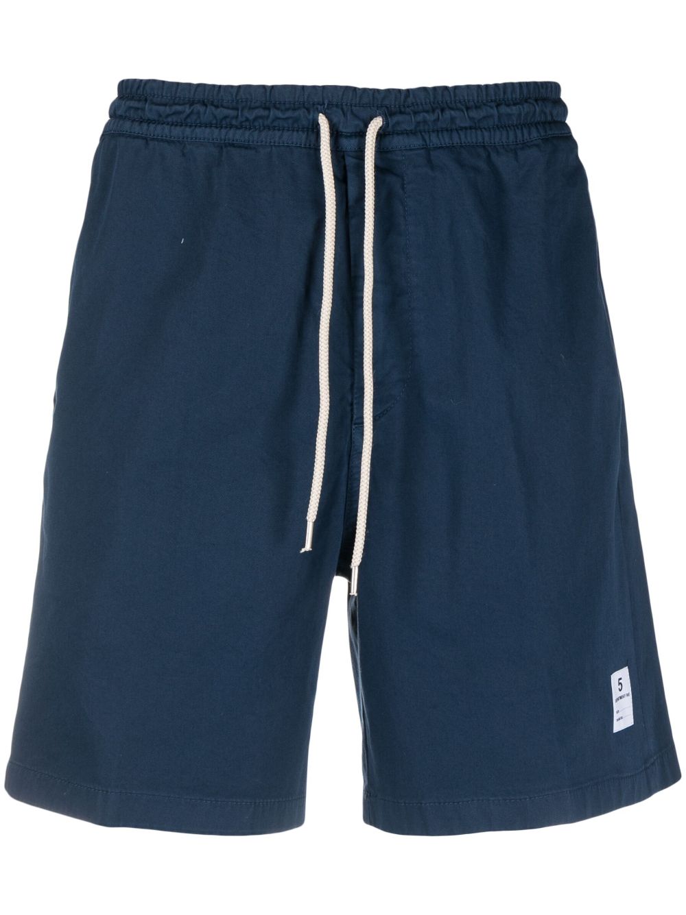 Drawstring stretch-cotton shorts - Blue