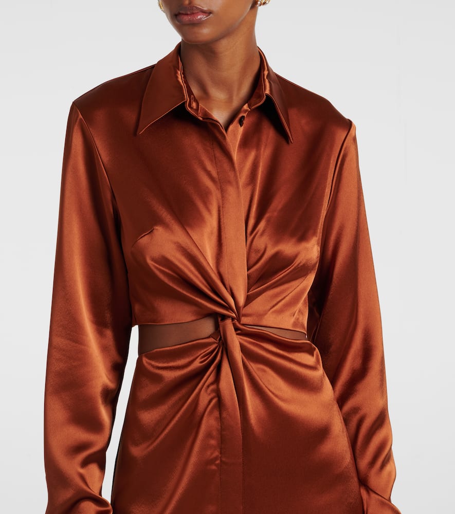 Hock gathered satin midi dress
