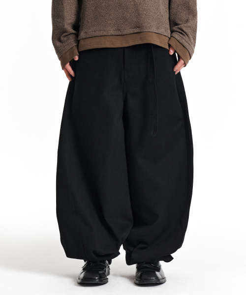 Belted Volume Fit Cotton Pants