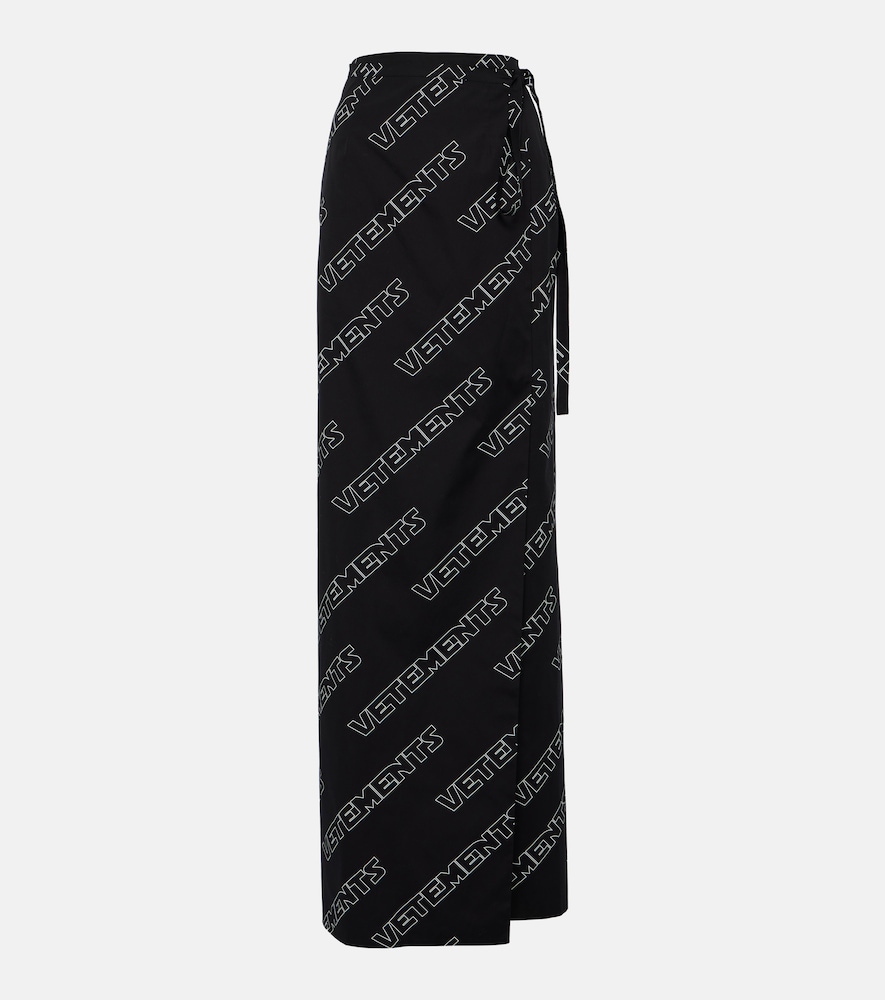 Logo cotton wrap skirt