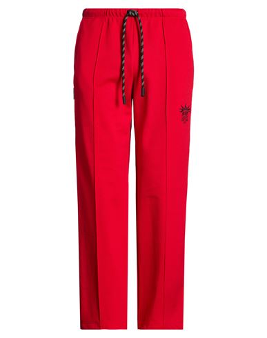 Man Pants Red Size L Cotton, Polyester