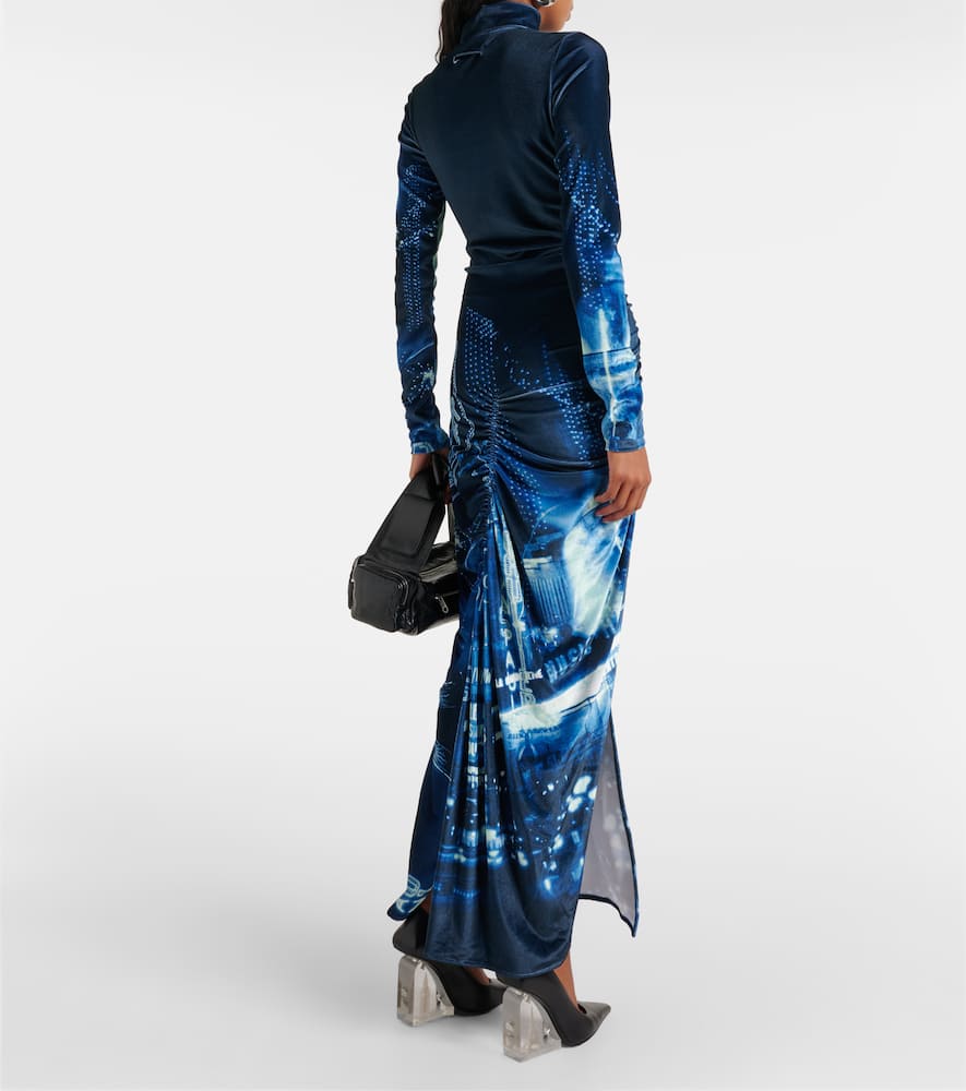 Pigalle printed velvet maxi dress