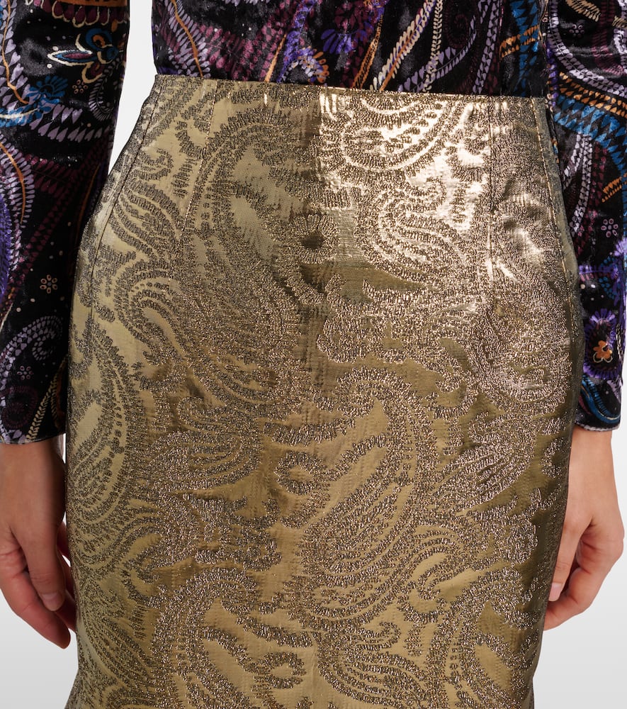 Paisley brocade midi skirt