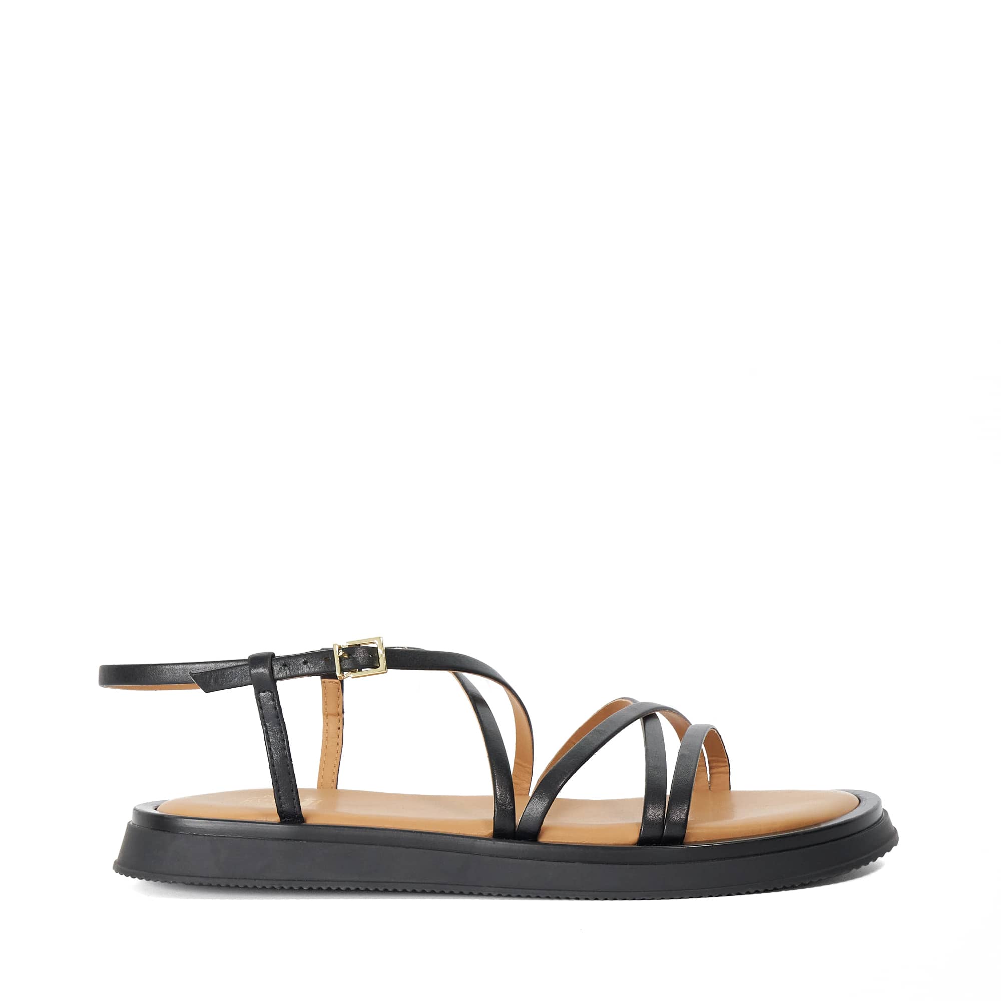 Dune London Womens Ladies Laia - Padded Sole Strappy Sandals - Black Leather