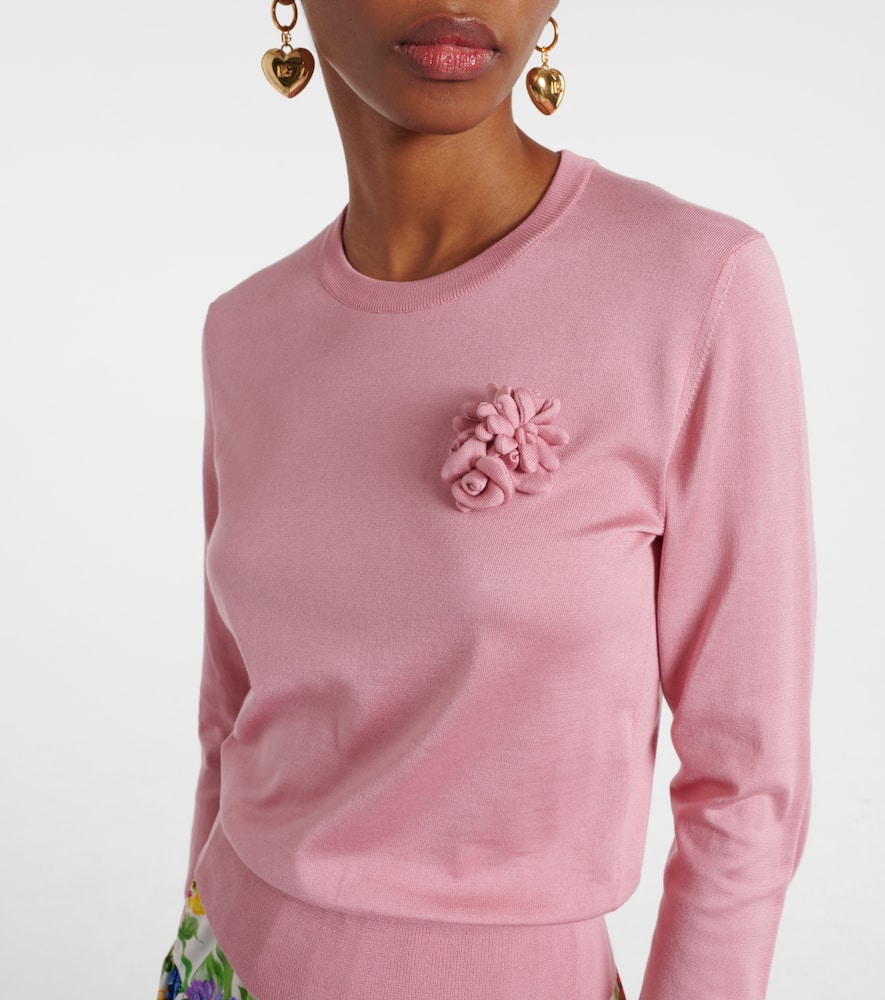 Floral-appliqué sweater