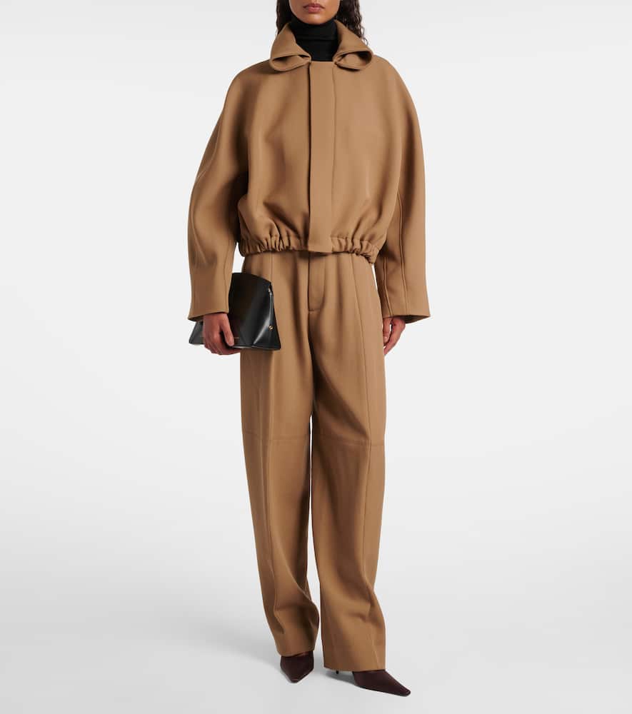 High-rise virgin wool wide-leg pants