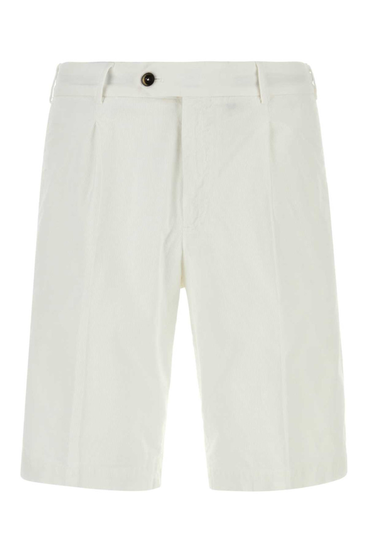 White Stretch Corduroy Bermuda Shorts
