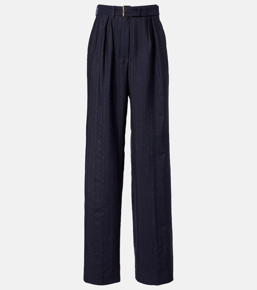 Belted wool wide-leg pants