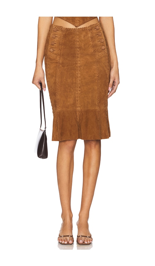Understated Leather Handkerchief Leather Skirt in Brown.  XS. Also in L