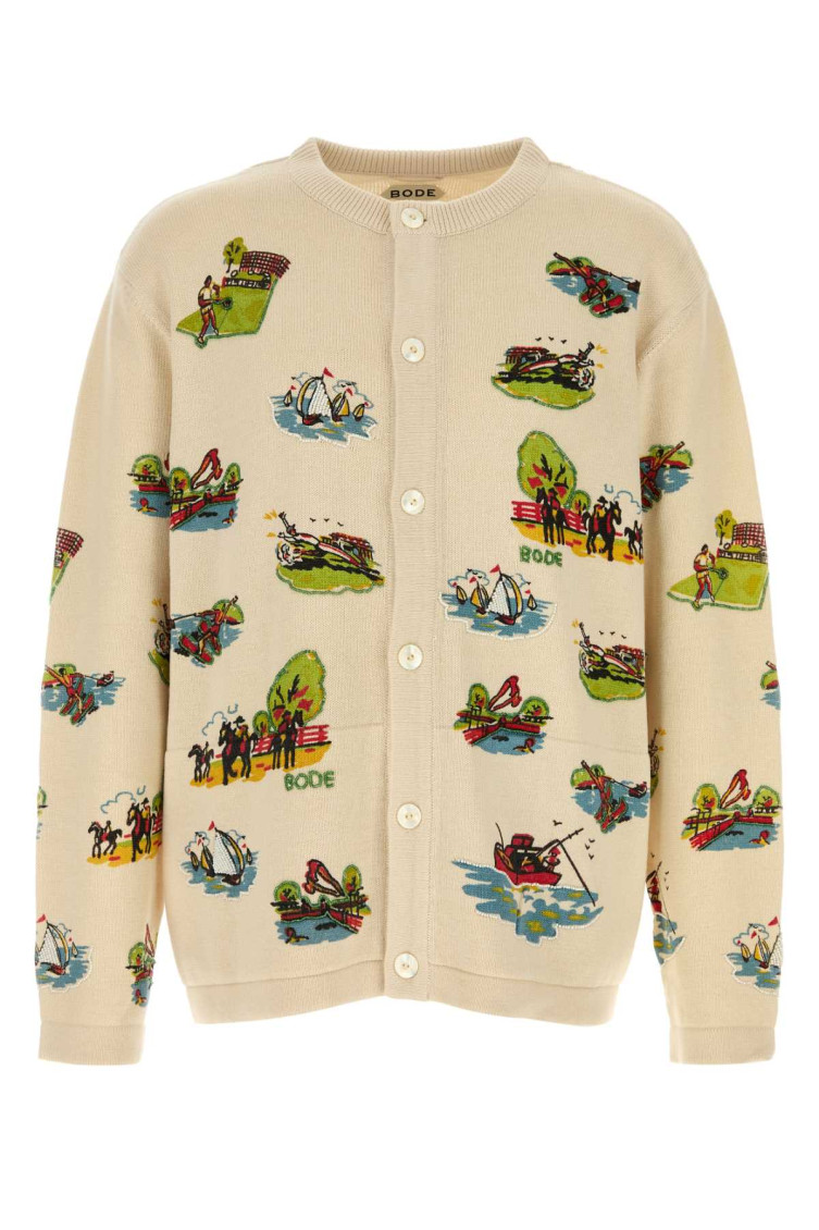 Beaded Camp Cardigan Merino Wool Sweater, Cardigans - Men