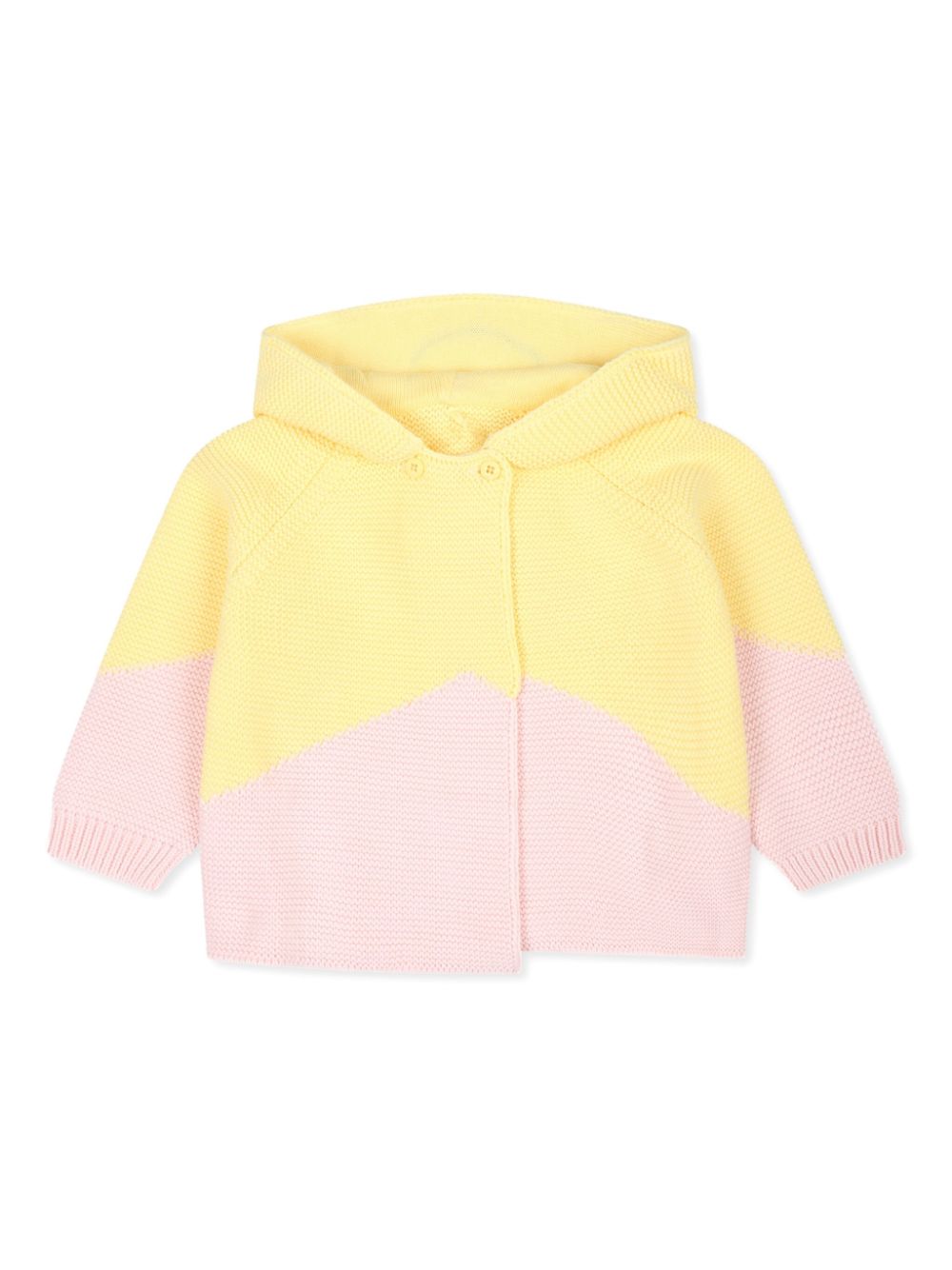 Smiley organic-cotton hooded cardigan - Yellow