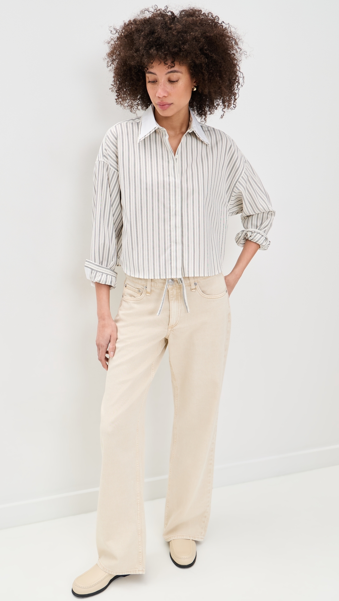 Marin Stripe Layered Shirt Cream Stripe