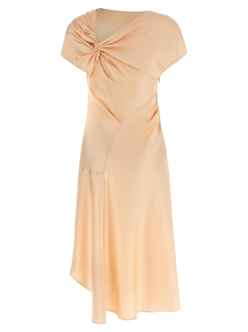 Pink Asymmetric Twist Dress