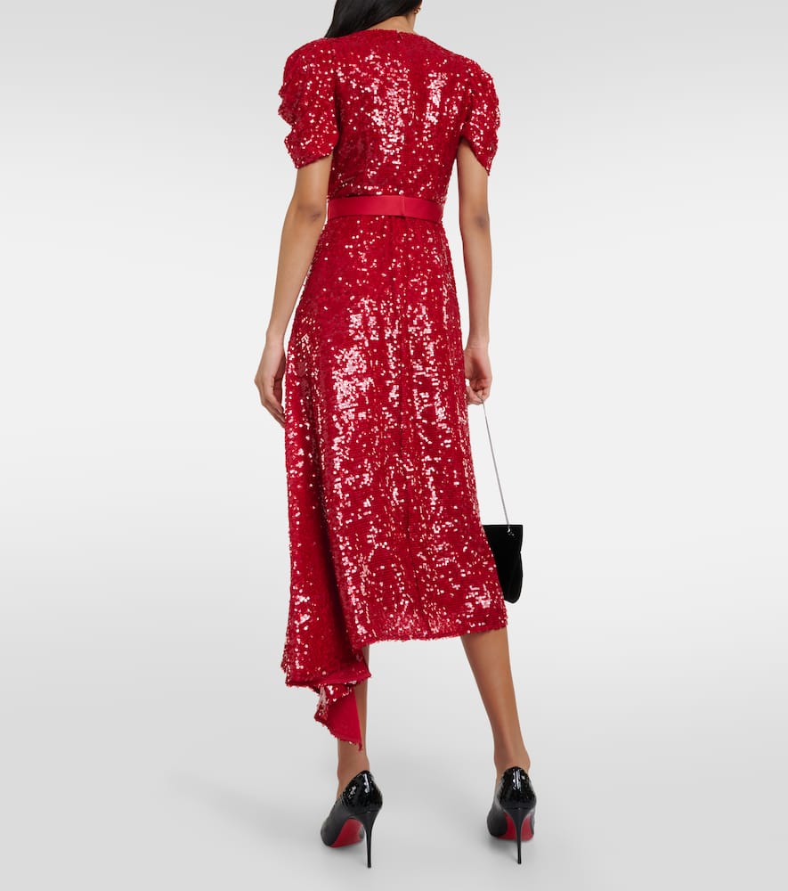 Asymmetric sequined minidress