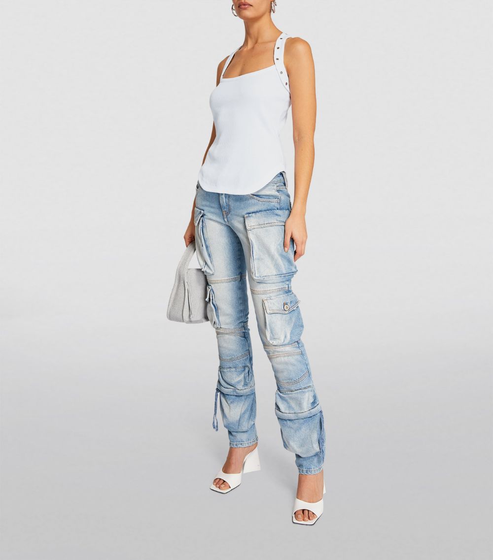 Cotton Studded-Strap Tank Top