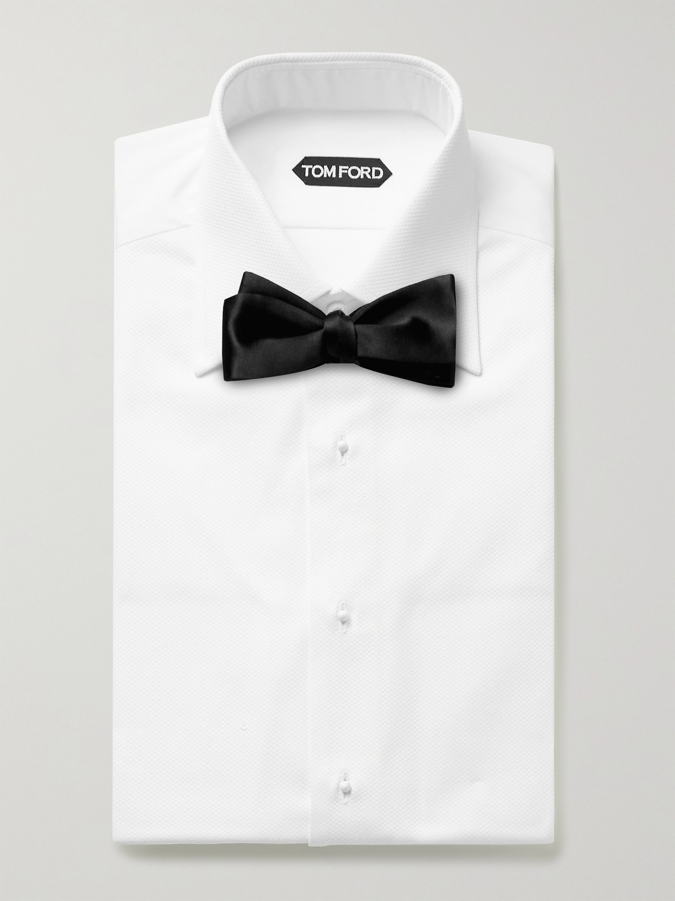 White Slim-Fit Bib-Front Double-Cuff Cotton Tuxedo Shirt